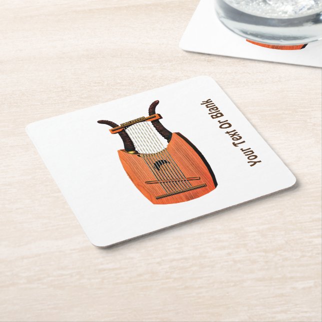 King David's Harp Square Paper Coaster (Angled)