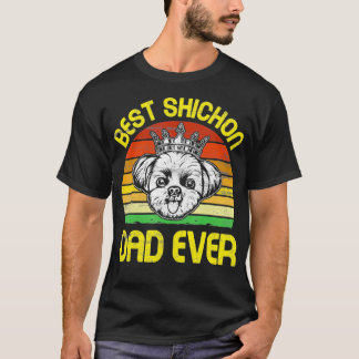 King Dog Best Shichon Dad Ever Vintage Retro T-Shirt
