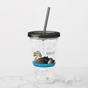 King eider bird cartoon illustration acrylic tumbler