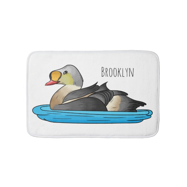 King eider bird cartoon illustration bath mat (Front)