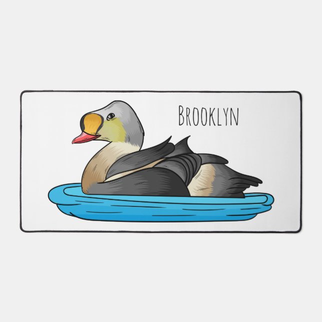 King eider bird cartoon illustration desk mat (Front)
