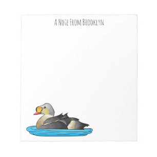 King eider bird cartoon illustration notepad