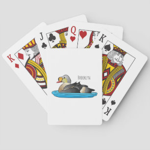 King eider bird cartoon illustration playing cards