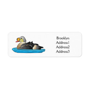 King eider bird cartoon illustration return address label