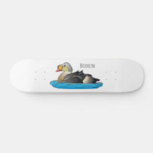 King eider bird cartoon illustration skateboard
