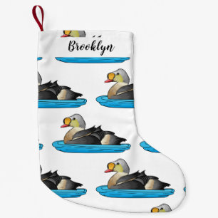 King eider bird cartoon illustration small christmas stocking