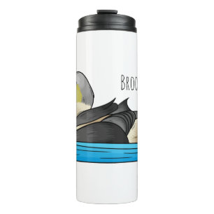 King eider bird cartoon illustration thermal tumbler