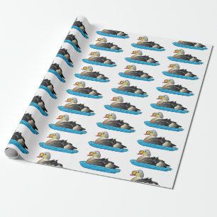 King eider bird cartoon illustration wrapping paper