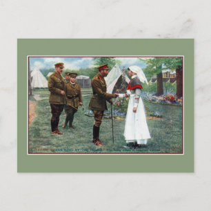 King George meets hospital matron at the front Postcard