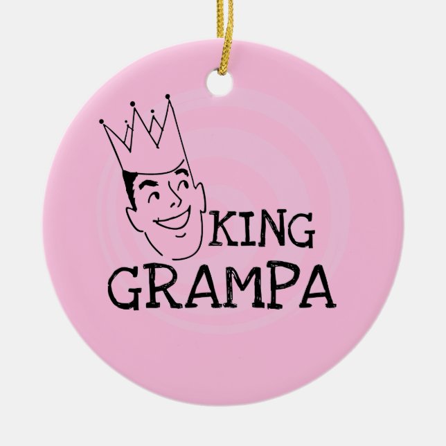 King Grampa T-shirts and Gifts Ceramic Tree Decoration (Front)