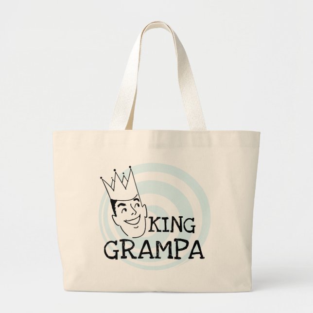 King Grampa T-shirts and Gifts Large Tote Bag (Front)