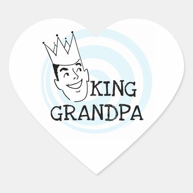 King Grandpa T-shirts and Gifts Heart Sticker (Front)