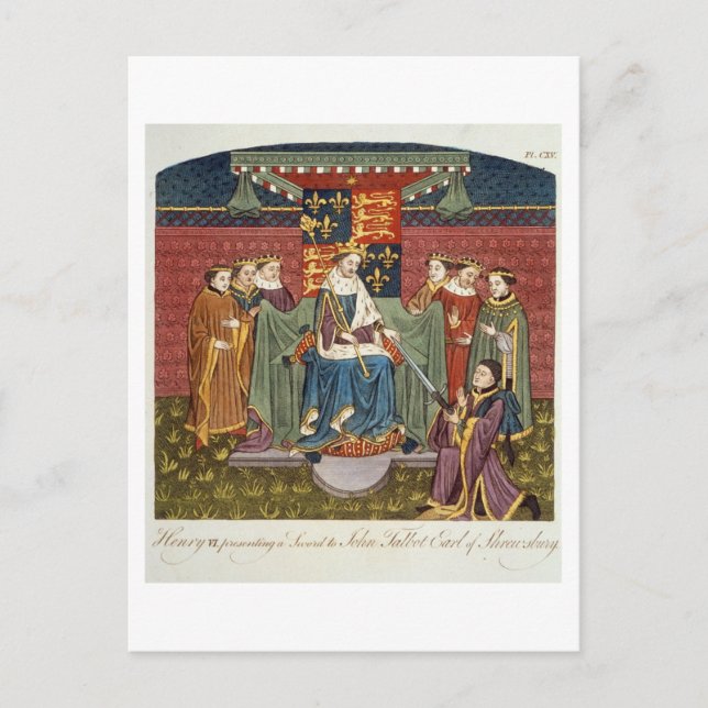 King Henry VI (1421-71) presenting a sword to John Postcard (Front)