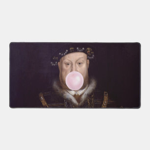 King Henry VIII Blowing Pink Bubble Gum Desk Mat