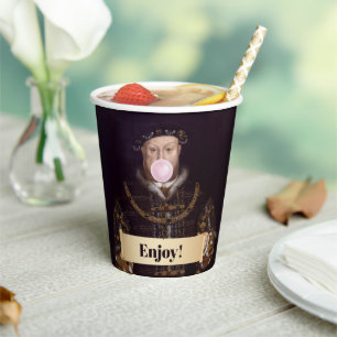 King Henry VIII Blowing Pink Bubble Gum Paper Cups