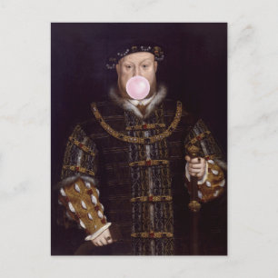 King Henry VIII Blowing Pink Bubble Gum Postcard