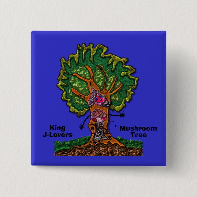 King J-lovers Mushroom Tree Button (Front)