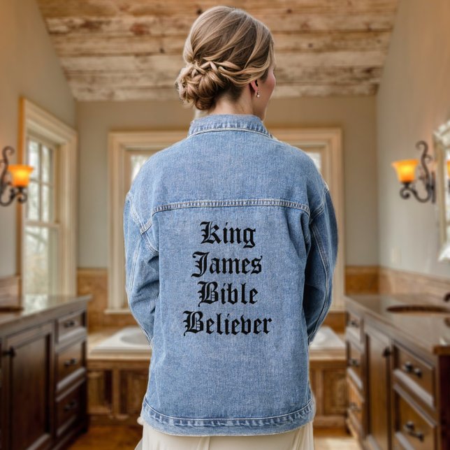 King James Bible Believer Christian Faith  Denim Jacket (Creator Uploaded)