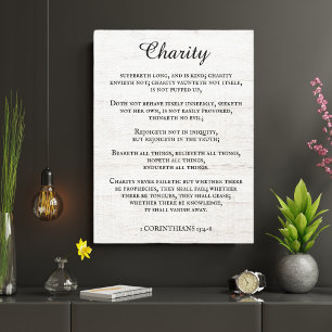 King James Bible Verse 1 Corinthians 13 Rustic Canvas Print