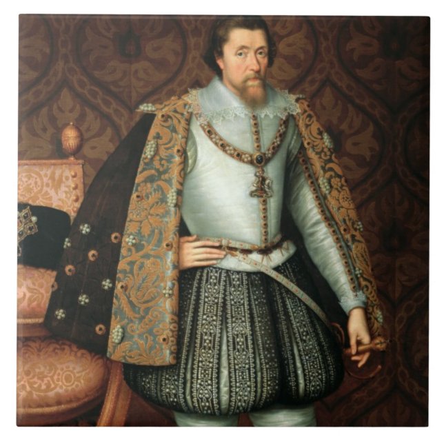 King James I of England (1566-1625) (oil on canvas Ceramic Tile (Front)
