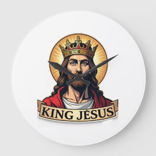 King Jesus Banner Vintage Engraving Shirt 2 Large Clock