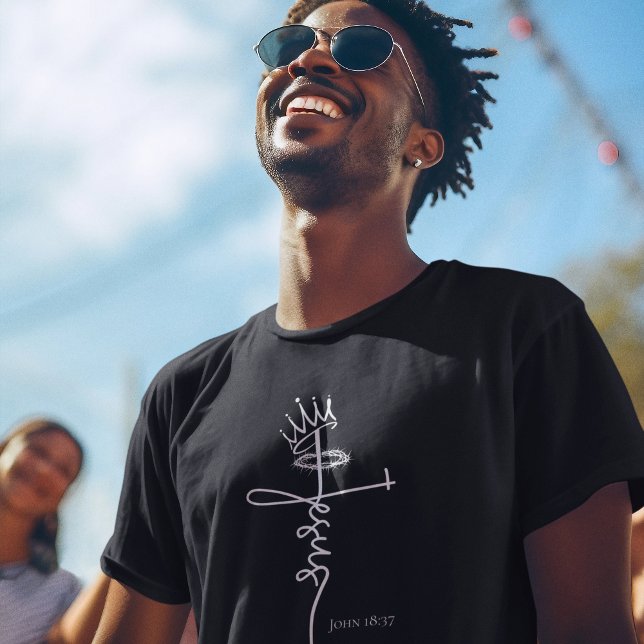 KING JESUS Christian Men's Short Sleeve Dark T-Shirt (Creator Uploaded)