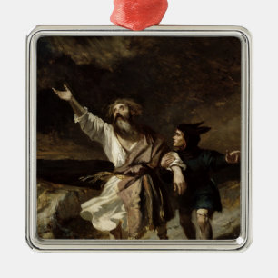 King Lear and the Fool in the Storm Metal Ornament