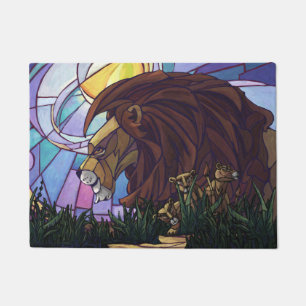 King Lion and Cubs Art Doormat