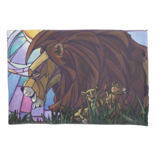 King Lion and Cubs Art Pillowcase