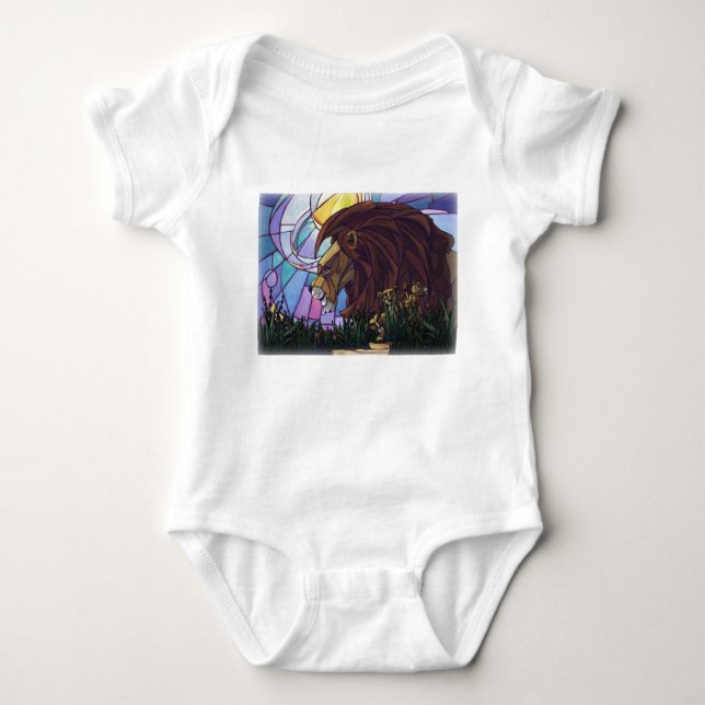 King Lion and Cubs Baby Bodysuit (Front)