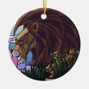 King Lion and Cubs Ceramic Tree Decoration