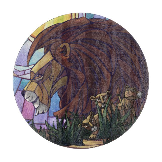 King Lion and Cubs Cutting Board (Front)