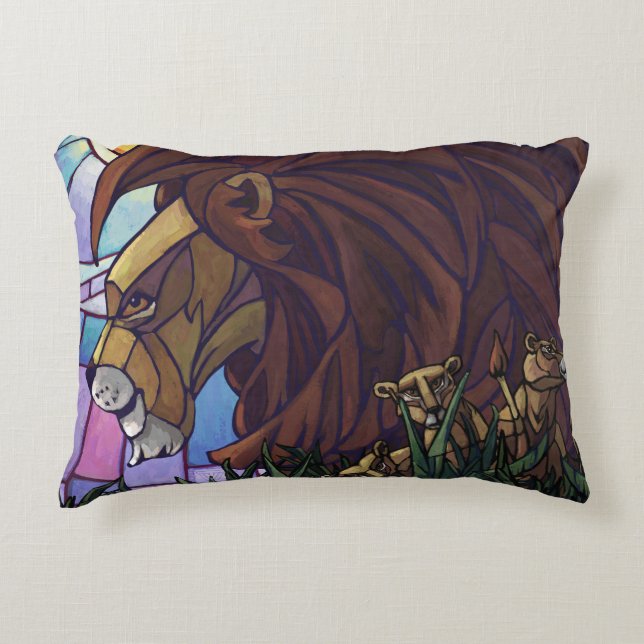 King Lion and Cubs Decorative Cushion (Front)