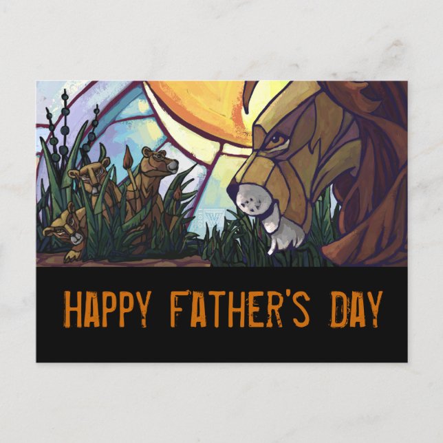 King Lion and Cubs Father's Day Postcard (Front)