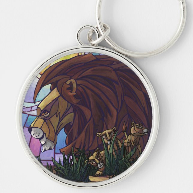 King Lion and Cubs Key Ring (Front)