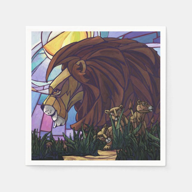 King Lion and Cubs Napkin (Front)