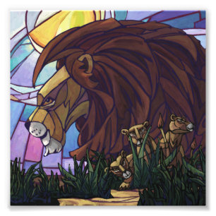 King Lion and Cubs Photo Print
