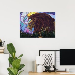 King Lion and Cubs Poster