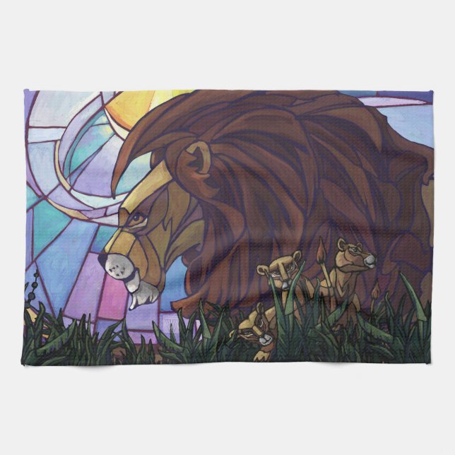 King Lion and Cubs Tea Towel (Horizontal)