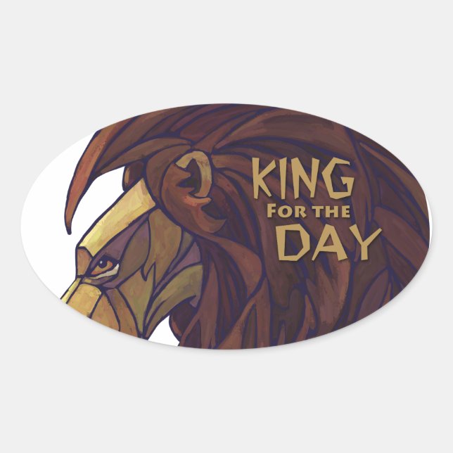 King Lion, King for the Day Oval Sticker (Front)