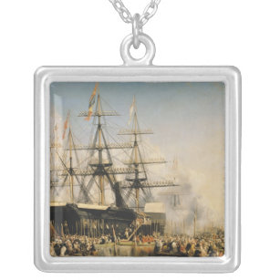 King Louis-Philippe  Disembarking at Silver Plated Necklace