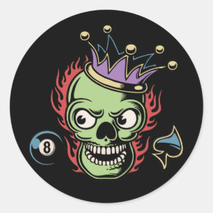KIng Lucky Skull Classic Round Sticker
