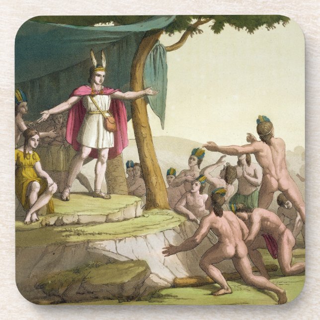 King Manco Capac and Queen Coya Mama receiving hom Coaster (Front)