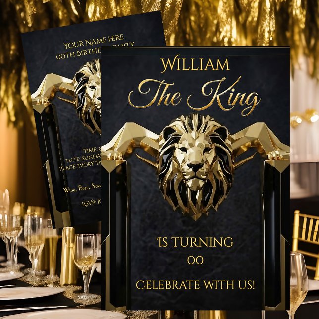 King Marble Black Gold Birthday Party Mens Mans Invitation (Creator Uploaded)