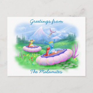 King Monty and Prince Marvin on their Hoversleds Postcard