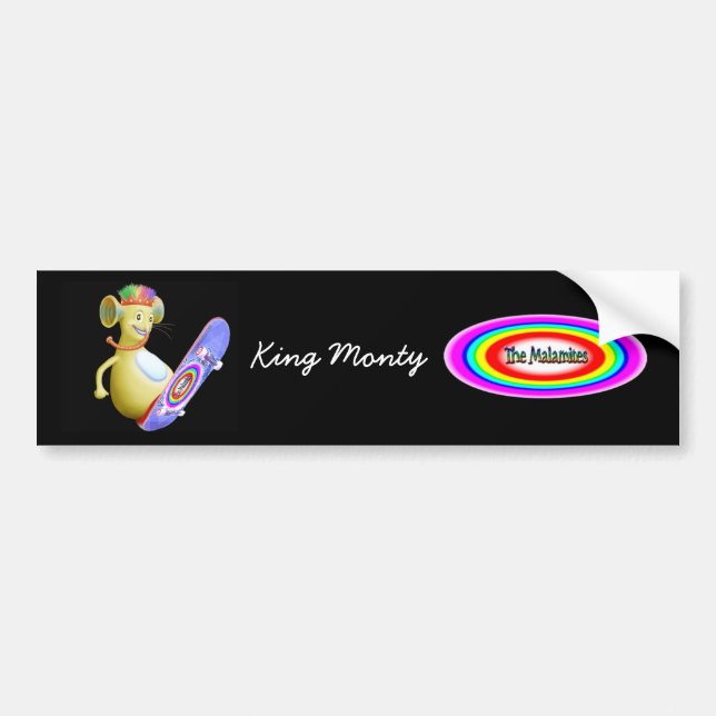 King Monty on Skate Board Bumper Sticker (Front)