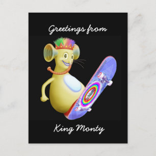 King Monty on Skate Board Postcard