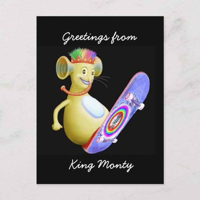 King Monty on Skate Board Postcard (Front)