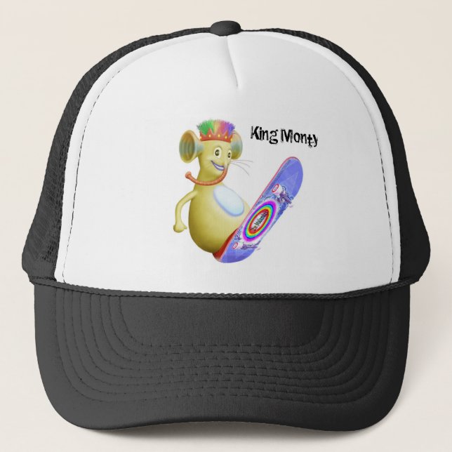 King Monty on Skate Board Trucker Hat (Front)