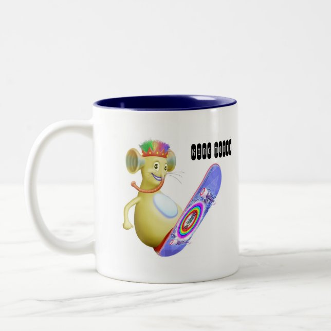 King Monty on Skate Board Two-Tone Coffee Mug (Left)